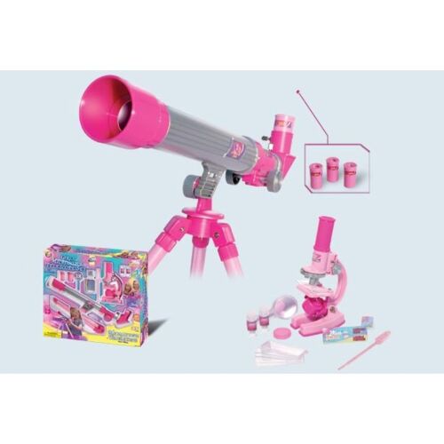 Eastcolight: Набор микроскоп+телескоп, роз., 35 предметов