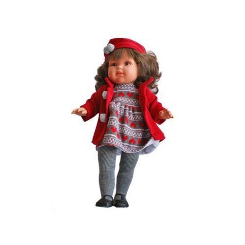 LLORENS: Кукла Лаура 45см, брюнетка в красном пальто