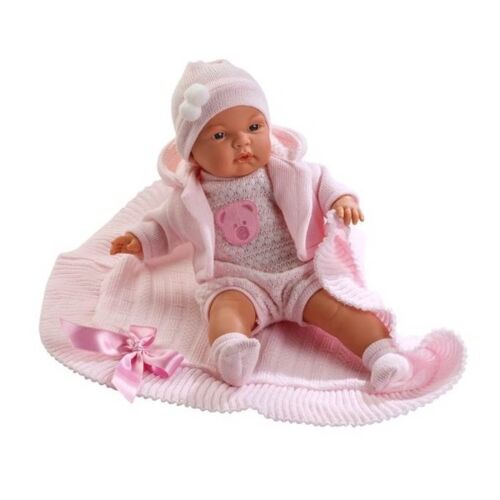 LLORENS: Кукла Мигель 38см, с розовым одеялом