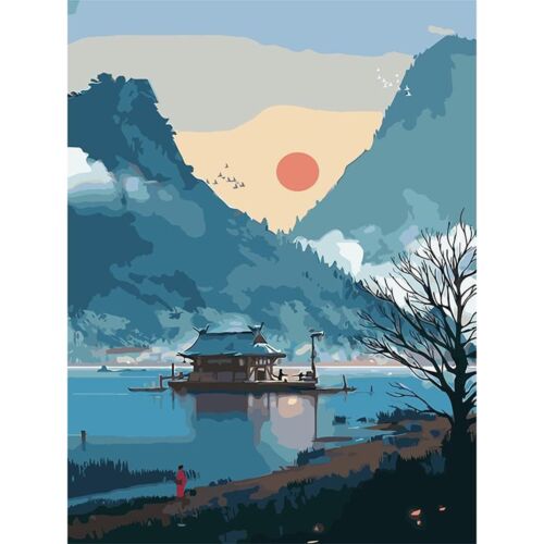Картина по номерам "Пагода на горном озере", на холсте, 40*50 см DELL' ARTE