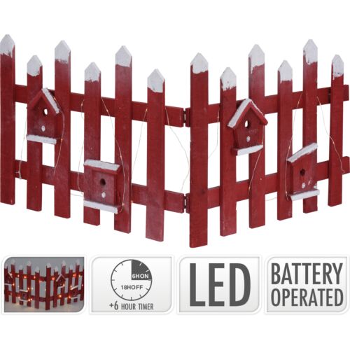Заборчик новогодний с LED подсветкой 98х40х4 см с таймером на 6 ч.красный ACW004160 К