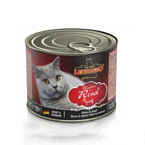 Leonardo: beef 200 гр., корм для взрослых кошек из говядины в удобной баночке с колечком