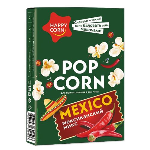 HAPPY CORN Попкорн для СВЧ - Мексиканский Микс 100г