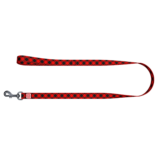 WAUDOG Nylon поводок регулируемый с рисунком "Шотландка красная" (ширина 25 мм, длина 152-183 см)