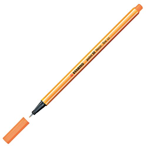 Ручка капиллярная линер STABILO point 88 0.4 мм, оранжевый неон