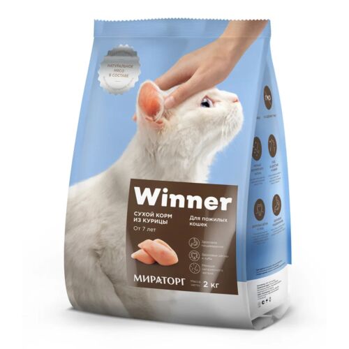 Winner: Полнорационный сухой корм для пожилых кошек из курицы 2кг