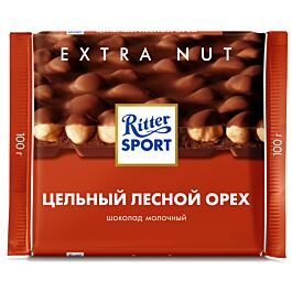 Ritter Sport шоколад Extra Nut молочный с цельным лесным орехом 100гр