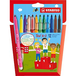 Фломастеры STABILO Trio A-Z, трехгранные, смываемые, 12 цветов: купить ...