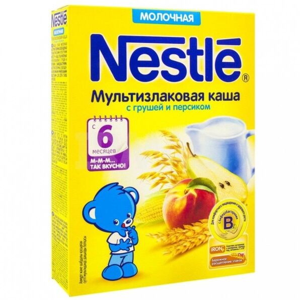 Каша молочная nestle мультизлаковая с грушей и персиком