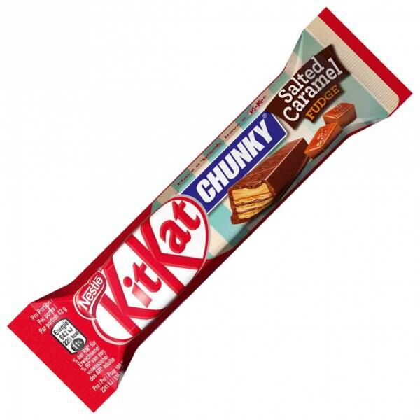 42 грамма. Шоколадный батончик Kitkat Chunky Salted Caramel 42г Болгария. Батончик Kit kat Salted Caramel 42г. Kit kat Чанки. Батончик кит кат Чанки 40 гр..