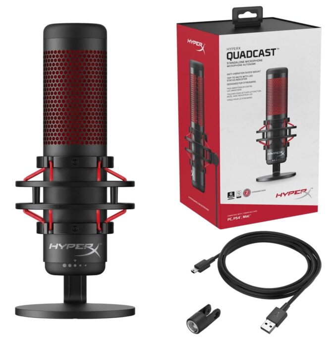 HyperX: Микрофон HyperX QuadCast Standalon Microphone HX-MICQC-BK.