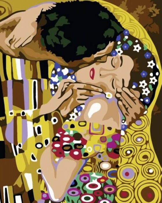 Климт Поцелуй, Klimt Kiss, авторская раскраска из гипса