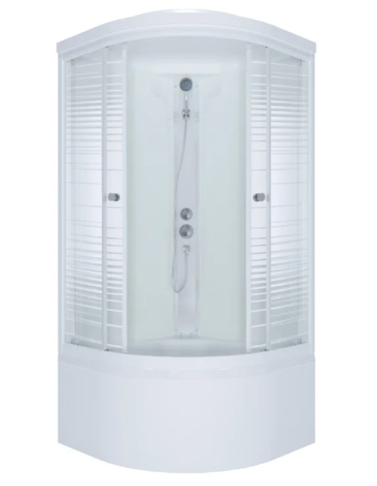 Душевая кабина \"Стандарт 90*90 Б\" 1/4 круга, глуб. подд., Аква, Полосы ...