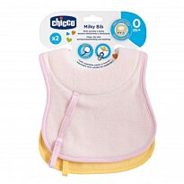 Chicco: Нагрудник хлопок Milky Bib 0м+(2шт), роз/желт