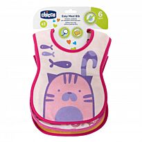 Chicco: Нагрудник хлопок Easy Meal 6м+ (3шт) розовый