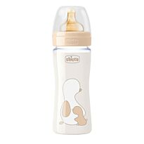 Chicco: Бутылочка для кормления Original Touch латекс 240 мл 0м+  стекло, 2м+, бежевый