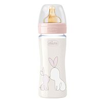 Chicco: Бутылочка для кормления Original Touch латекс 240 мл 0м+  стекло, 2м+, розовый