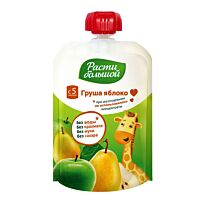 Расти большой: Пюре 90г Груша,яблоко пауч