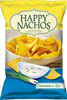 Чипсы кукурузные "Happy Nachos" со вкусом Сметаны и лука 75г