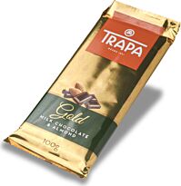 TRAPA Шоколад молочный GOLD BAR - ALMONDS 100г