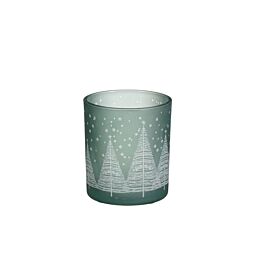House of seasons: Стеклянный подсвечник "Заснеженная ёлка", h8xd7cm