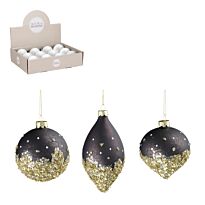 House of seasons: Стеклянный шар "Млечный путь", чёрно-золотой, 3 в ассорт., d8cm