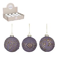 House of seasons: Стеклянный шар "Золотой узор", фиолетовый, 3 в ассорт., h8xd8cm