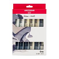 Набор акриловых красок AMSTERDAM STANDART, 12*20 мл. Оттенки серого