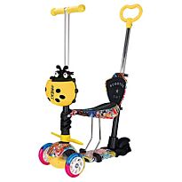 ScooTer: Самокат "Божья коровка" с ручкой Yellow + водный принт