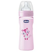 Chicco: Бутылочка "Wellbeing" для кормления силикон 250 мл 2м+, розовый
