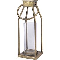 Kaemingk: Подсвечник золотой с стеклянной вставкой, L.11cm x W.11cm x H.25cm