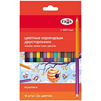 Карандаши цветные двусторонние Гамма "Мультики", 18шт., 36цв., заточен., картон. упак., европодвес