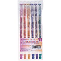 Набор гелевых ручек Crown "Glitter Metal Jell" 6 шт., 6 цв., 1,0 мм, с блестками