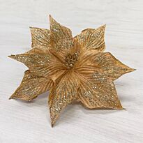 HOUSE OF SEASONS: Цветок пуансеттия на клипсе, розовое золото с блёстками, 30 см., полиэстер