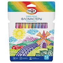 Фломастеры Гамма "Классические", 12цв., смываемые, картон. упак., европодвес