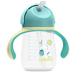 Baboo: Чашка поильник с силиконовой трубочкой Lagoon Fiesta 260 мл 9 м+, зеленый