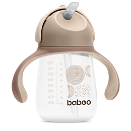 Baboo: Чашка поильникс силиконовой трубочкой Au Naturale 260 мл 9 м+, какао