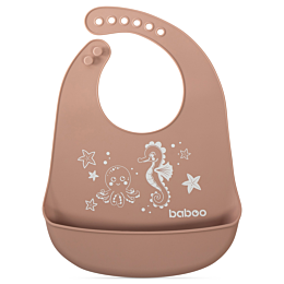 Baboo: Фартук нагрудный Sea Life силиконовый 4м+, какао