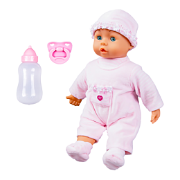 Bayer Dolls: Игрушка пупс "Первые звуки малыша", 38см, с пустышкой и бутылочкой