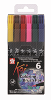 Набор акварельных маркеров KOI Basic, 6 цв.