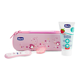 Chicco: Набор для ухода за полостью рта (зубная щетка и паста) 12 м+, розовый