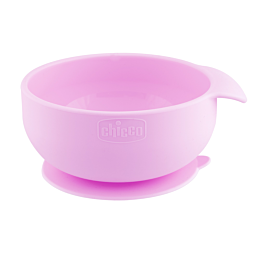 Chicco: Тарелка на присоске силикон, 6м+, розовая