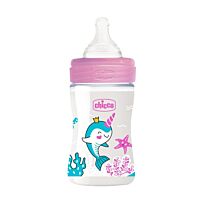 Chicco: Бутылочка Wellbeing Anti-colic для кормления силикон 150 мл 0м+, розовый.