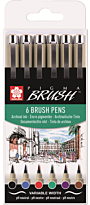 Набор кистей-ручек PIGMA BRUSH, 6 цв.