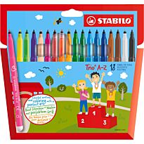 Фломастеры STABILO Trio A-Z, трёхгранные смываемые, 18 цветов