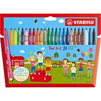 Фломастеры STABILO Trio A-Z, трёхгранные смываемые, 24 цвета