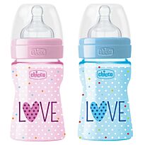 Chicco: Бутылочка Wellbeing "LOVE" для кормления силикон 150 ml 0+