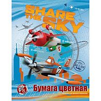 Бумага цветная для детского творчества  8цв 16л Planes. 05-115830