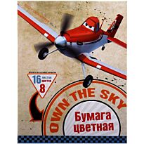 Бумага цветная для детского творчества  8цв 16л Planes. 05-112613