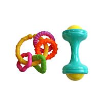 Lubby: Игрушка-Погремушка "Колечки и гантелька", 3+